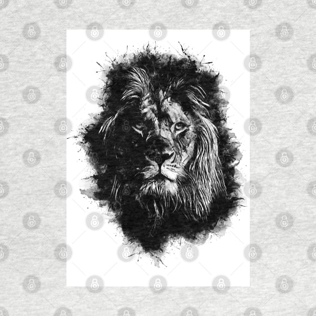 Lion Head Abstract Animal Face Ink Splatter Illustration by Naumovski